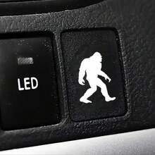2 Pieces Of Fun Bigfoot Car Button Stickers, Waterproof Removable Vinyl Stickers, Suitable For Decorating Interior Switch Buttons, Unique Car Style Decorative Gifts - Wildman Sticker - View 2