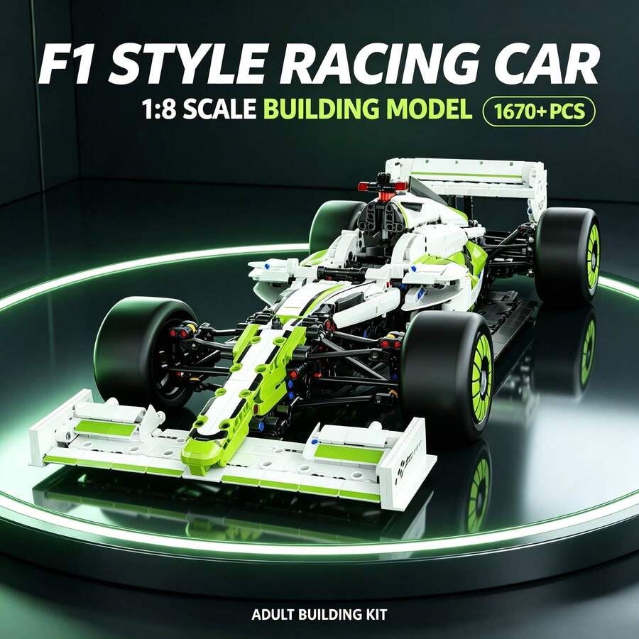 1670+ PCS F1 Style Racing Car Building Set, 1:8 Scale Adult Collectible Model Kit, Detailed Mechanical Structure, Ideal Christmas, Halloween, Thanksgiving & Birthday Gift For Car Fans - Brown GT Sports Car - View 1