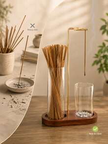 1PC Two-In-One Incense Burner, Special Metal Incense Holder For Anti-Fly Ash Incense Burner, With Detachable Glass Ash Box And Aromatherapy Candle Storage Rack, Elegant Aromatherapy Design, Suitable For Meditation, Yoga, Tea Room And Home Decoration. - Multicolor - View 4