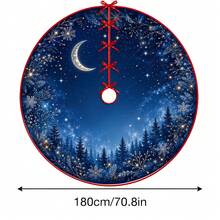 1件星月森林星空圖案聖誕樹裙，優雅配色節日裝飾，5種尺寸，中性節日禮物，適用於居家與派對聖誕裝飾 - 星月森林星空 - 查看 14