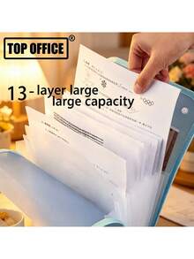 2pcs/1pc Handheld Vertical File Bag, Large Capacity 13-Layer Vertical File Bag, Vertical Accordion Bag, File Folder And File Bag, Portable File Storage Bag, A4 Handheld Large Capacity Multi-Layer Storage Bag, Document Classification And Organization Bag, Insert File Folder, Handheld File Folder A4 Storage Bag. Office Storage Bag, Office And School Supplies, University Essential, Stickers, Pens, Education, Colors, School Supplies, Pen Holder, Pen Box - Multicolor - View 6