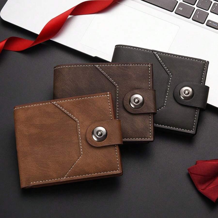 1 buah Dompet Pria: Gaya Pendek, Desain Tipis, Kapasitas Besar, Banyak Kantong, Tampilan Menarik, Dompet Kulit Lembut yang Dipersonalisasi untuk Pria. - MultiWarna - View 1