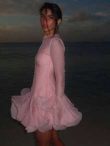 Women Short Dresses - Baby Pink - View 5