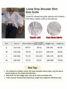 Women's Solid Color Loose Casual Turndown Collar Lantern Sleeve Shirt Spring White - White - View 6