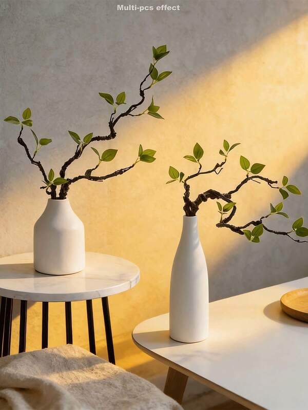 1/2Pcs Artificial Fig Branch Zen Foam Leaf,Faux Dry Branch,Simulation Bending Tree Twig,Realistic Foliage Spray,Imitation Withered Vine Branch,Artificial Plant,Fake Plant For Vase Arrangement Farmhouse Home Table Wedding Boho Indoor Floral Decor.