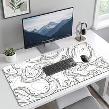 White Base Wavy Line Pattern XXL Extra Long Gaming Mouse Pad, Non-Slip Durable Rubber Base, Smooth Surface, Suitable For PC/Laptop/Office/Home Gaming, Abstract Art Desk Mat, Study Office Supplies, Back To School Desktop Accessories Set - A - View 8