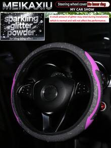 MEIKAXIU Fabric Metallic Pink Glitter Bling Starry Sky Dynamic 3D New Car Steering Wheel Cover Without Inner Ring Fits 38cm Steering Wheel Car Decoration Accessory For Women - Sparkling Starry Sky Dynamic Style - View 11