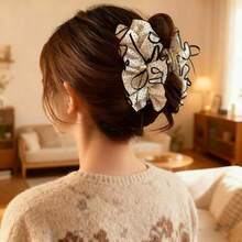 1 High-Quality Fabric Polka Dot Plaid Ruffled Hair Clip, Suitable For Various Occasions Such As Work, Dates, And Casual Wear - Multicolor - View 9