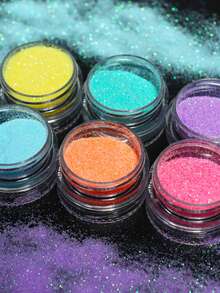 6pcs Colorful Candy Frosting Nail Glitter Powder, Colorful Candy Coating Pigment Powder, Used For Nail Art Frosting Effect Shiny Powder Nail Decoration Accessories - Multicolor - View 4