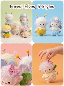 Plush Fairy Pendant Blind Box, Colorful Wing Fairy Plush Doll, Curly Soft Cute Doll, Random Mini Plush Hanging Ornament, Desktop Collectible Decor, Girly Style Accessory, Holiday Surprise Small Gift - Multicolor - View 4