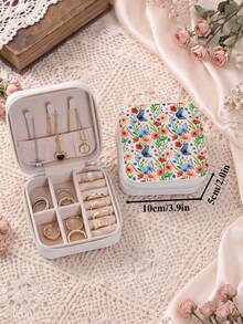 Women'S Jewelry Box With Butterfly Print-Portable Travel Jewelry Storage Case For Women Ring Earring Necklaces-Top Choice For Holiday Gift - Butterfly Design - View 10