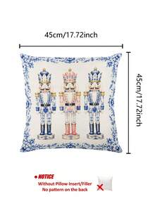 Taplak Meja Natal, Sarung Bantal, Alas Piring, Taplak Meja Motif Prajurit Nutcracker Gaya Porselen Biru Putih, Dekorasi Rumah Liburan Natal, Dekorasi Pesta Ruang Makan Dapur - MultiWarna - View 9