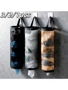 5/3/2/1 buah Tas Penyimpanan Kantong Sampah Gantung, Tas Sepatu Serut Gantung Dinding, Musim Kembali ke Sekolah, Pengatur Kantong Plastik Dapur, Tas Jaring Anyaman, Rak Penyimpanan Kantong Plastik dengan Jaring Gantung - MultiWarna - View 11