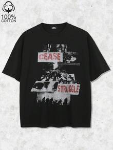 Tiny Spark Punk Streetwear Black Tee Shirt Vintage Poster Graphic Grunge Style - Black - View 1