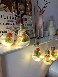 1pc Warm Light Christmas Bulb Shaped LED String Lights, No Plug Required, Cozy And Bright. Suitable For: Home Night Light, Christmas Style Decorative String Lights, LED String Lights, Hanging Lights, Accent Lights, Holiday Lighting, Perfect Holiday Gift For Creating Christmas Indoor Atmosphere (Battery Powered, Batteries Not Included) - Multicolor - View 5
