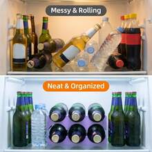 2pcs Refrigerator Beverage Storage Rack, Anti-Roll Bottle Holder, Stackable Fridge Organizer, Space-Saving Beer & Soda Bottle Rack, Kitchen Refrigerator Storage Shelf, Home Beverage Organizer, Fridge Accessories - Multicolor - View 5