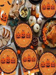 50pcs Piring Kertas, Gelas Kertas, dan Serbet Pesta Halloween, Piring Kertas Sekali Pakai Motif , Perlengkapan Makan untuk Hidangan Penutup, Dekorasi, Set Hadiah Ulang Tahun, Set Perlengkapan Makan Pesta Halloween - beraneka warna - View 4