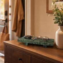 Luxury Marble Tray, Used For Jewelry, Cosmetics, Scented Candles, Watches, Lipsticks And Fragrance Storage, Decorative Storage Tray For Bathroom, Entryway And Vanity - Green - View 4