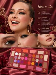 UCANBE Eyeshadow Palette, 36 Colors Matte Glitter Shimmer Eyeshadow Highlighter Contour Blush Powder, High Pigment Long-Lasting Waterproof, Suitable For Wedding, Celebration And Daily Use - Multicolor - View 6