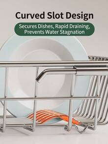 Expandable Sink Dish Drying Rack,Stainless Steel Over‑The‑Sink Dish Colander Basket,Adjustable Kitchen Sink Drain Basket For Plates, Bowls,Cups,Fruits Vegetables Washing Sink Colander, Stainless Steel Sink Drain Basket - Multicolor - View 8