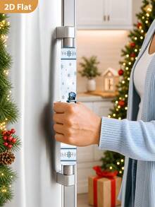 1/2Pcs Christmas Refrigerator Handle Covers, Christmas Snowman & Snowflake Pattern, With Hook And Loop, Suitable For Refrigerator, Oven, Microwave, Dishwasher, Christmas Holiday Kitchen Decor - View 4