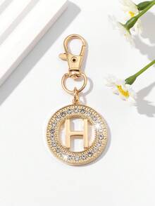 1pc Fashionable European & American Hollow Letter Shape Keychain Pendant, Exquisite Luxurious Women's Car Key Bag Charm Accessory, Suitable For Daily Wear And Holiday Gifts - Gold - View 9