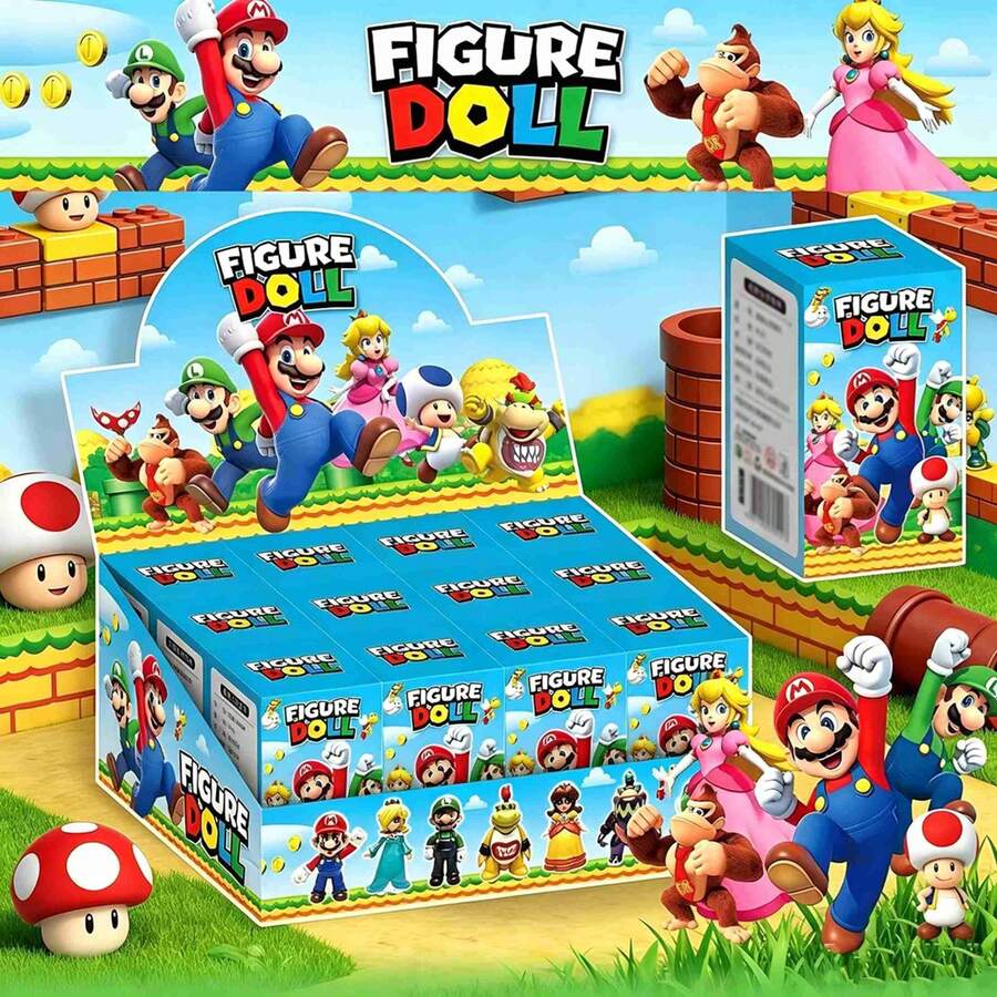 SUPER MARIO BROS. 1pc Classic Game Blind Box, Multiple Popular Character Random Styles. Vivid And Three-Dimensional Design, Suitable For Desktop Decoration, Player Collection, Party Gifts, And Fun Gift Giving. (Stochastic Style) - Multicolor - View 1
