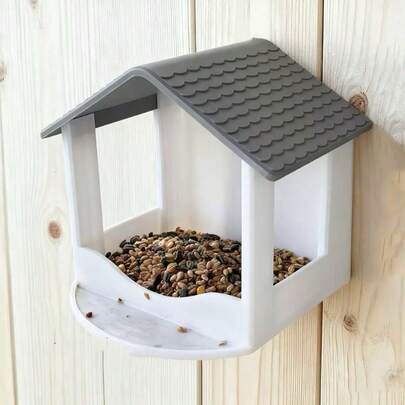 1pc House-Shaped Bird Feeder, Bird Seed Holder, Waterproof Tile Roof & Easy Refill Design, Outdoor Garden Ornament, For Garden, Yard & Backyard Bird Watching, Ideal Present For Bird Lovers