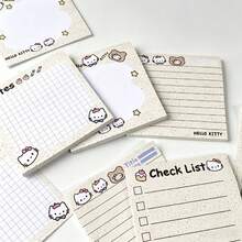 SANRIO 4pcs Cute Cartoon Hello Kitty Memo Pads, Multiple Inner Page Styles: Checklist / Lined / Grid, Thick Paper No Bleed-Through, Student Study Plan Tracking, Office Memo Notepad, High-Aesthetic Stationery - A - View 4