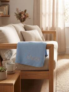 Customized Embroidered Text Baby Blanket: Customized Name, Embroidered Letters, Personalized Embroidered Blanket, Soft And Breathable Knitted Fabric, Blanket, Comfortable Gift, Creative Birthday Gift - Multicolor - View 3