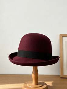 1PC Men's Classic Bowler Hat Felt Textured Christmas Formal Dress Hat - Top Hat - View 12