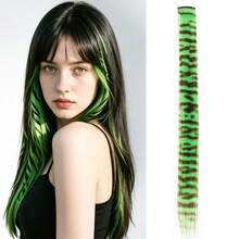 45cm/18" Feather Hair Extension Clip-In Hidden Hairpiece, Gothic Style Black Striped Texture, Multi-Color Festive, Suitable For Beginners, Natural Looking Synthetic Fiber For Christmas, Carnival, Role Play, Party, Birthday - Multicolor - View 33