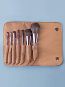 7pcs Small Grape Makeup Brush Set With PU Slot Storage Bag, Gradient Soft Bristles, Fluffy And Skin-Friendly, Non-Irritating, Picks Up Powder Gently With Minimal Fallout, Suitable For Daily Home Light Makeup, Easily Complete Basic Full Face Makeup - Multicolor - View 11