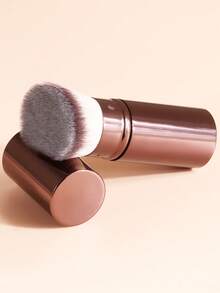 2pcs Retractable Makeup Brush With Protective Cap & Makeup Sponge Set, Dust-Proof Design, Dense Soft & Bouncy Bristles, Gentle Powder Pickup, Easy To Carry - Multicolor - View 2