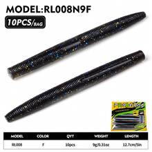 PRO BEROS PROBEROS 10Pcs Senko Soft Plastic Stick Baits, Wacky Worm Fishing Lures Glitter Ribbed Soft Stick Worm, Multi‑Color Artificial Bait For Bass Freshwater Fishing Tackle - 9g/12.7cm - View 10
