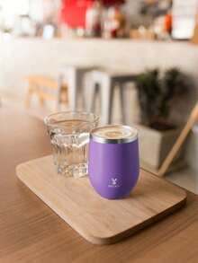 Meoky 12oz Solid Color Egg-Shaped Stainless Steel Travel Mug With Spill-Proof Lid - Purple - 12oz-eggshell Cup-purple - View 8