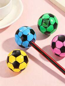 Colorful Creative Football & Basketball Shaped Pencil Sharpener, PVC Material, Portable Single-Hole Manual Pencil Sharpener, Office Supplies, Student Learning Aid Tool, Creative Stationery Gift, Suitable For Friends Or Family - A - View 9