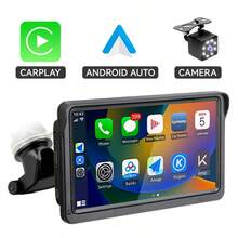 VENBES 7 Inch PND Portable Car Stereo, Wireless CarPlay & Wireless Android Auto Touch Screen Car Player With Bluetooth FM - Main Unit + 8‑LED Square Rear‑view Camera - View 11