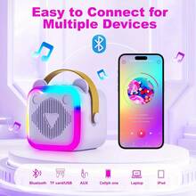 Portable Karaoke Set With 2 Wireless Microphones, Multiple Playback Modes, 5 Sound Effects, Record & Playback Function, Lightweight & Easy To Carry, Ideal For Party, Birthday, Halloween And Christmas - Multicolor - View 12