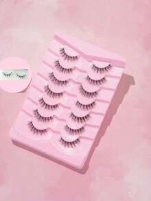 1 Pair Natural Thin Curly 3D Fluffy Transparent Stem Cross Fishtail False Eyelashes, Suitable For Daily/Date/Holiday/Party/Gathering/Wedding/Office Goddess Makeup - Black - View 7