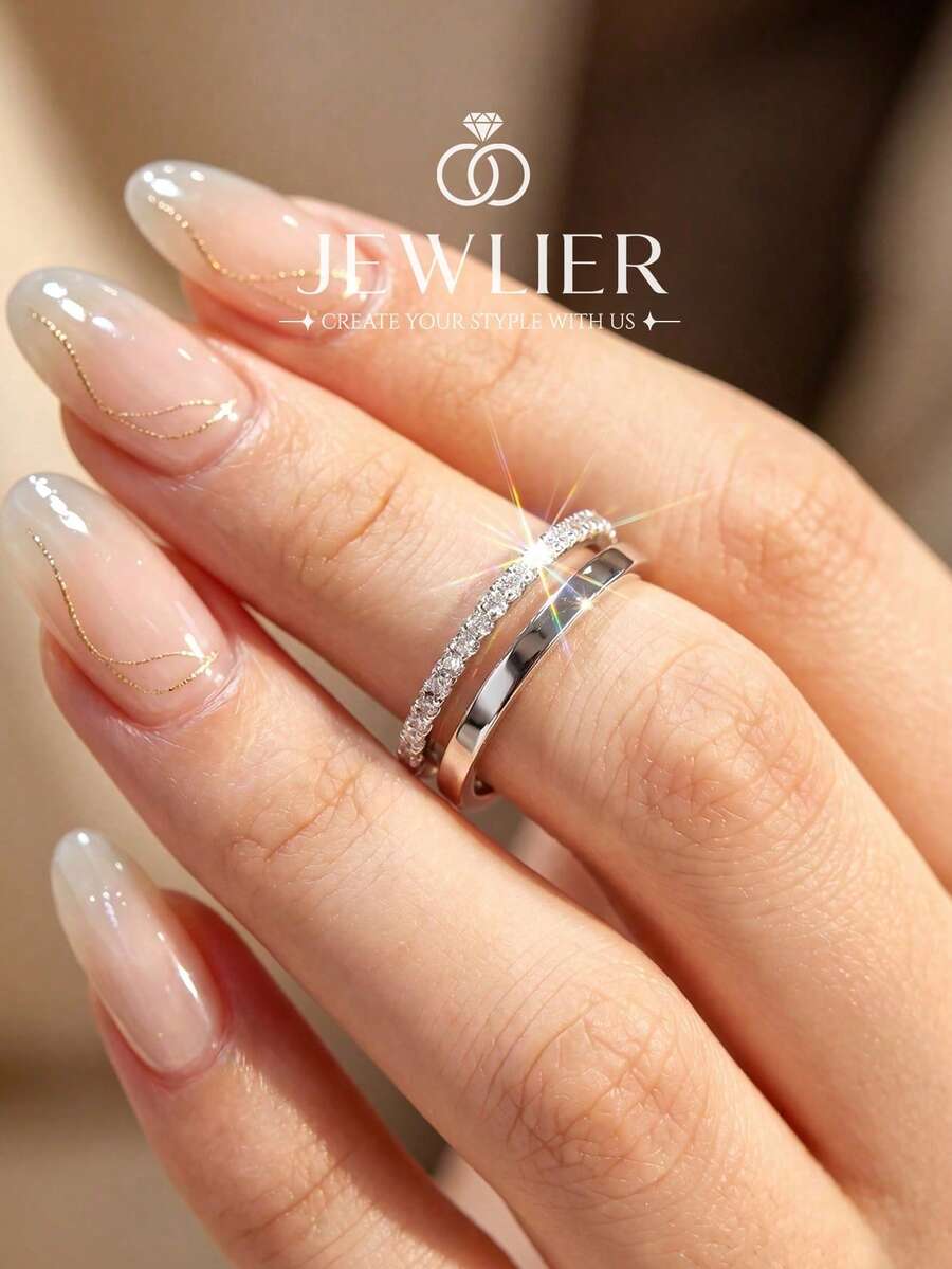 1pc Exquisite S Skull Single Layer Crystal Ring, Elegant Jewelry, Gift For Women