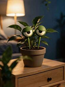3D Printed Big Eye Plant Stake, Funny Eye Flower Pot Decoration Plug-In, Mini Garden Sculpture Ornament, Quirky Potted Plant Accessory, Desktop Home Office Decor, Gift For Plant Lovers - Multicolor - View 4