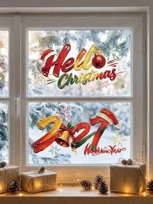 2027 Christmas Window Decals Stickers, Party Holiday Store Home Glass Display Decoration, Holiday Decor - B - View 6
