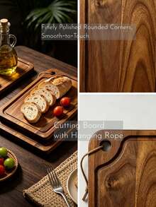 1pc Solid Wood Cutting Board, High-Quality Handmade Kitchen Cutting Board, Durable And Mold-Resistant, Basic Kitchen Tool, Suitable For Home Cooks And Cooking Enthusiasts, Used For Cutting Meat, Cheese, Cooked Food, Bread, Vegetables And Fruits, Home Gift, Kitchen Decoration, Chopping Board, Cutting Board, Camping, Outdoor Supplies, Cooked/Raw Food Separation, Home Fruit And Vegetable Cutting Board, Home Sorting Cutting Board, Used For Food Preparation, Natural Wood Material, Perfect For Restaurant And Home Cooks - View 3