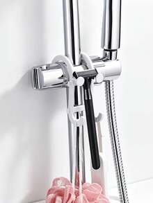 1 pieza Gancho de ducha para baño, gancho doble multifunción, estante de almacenamiento colgante sin taladro, adecuado para bola de baño, esponja de baño y toalla, estante de almacenamiento de grifo de ducha que ahorra espacio, negro o blanco, accesorio de baño - Multicolor - Ver 9