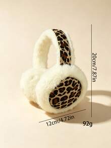 1pc Kids Warm Plush Decorative Earmuffs, Leopard Print Soft Ear Covers, Suitable For Winter Outdoor Wear - Multicolor - View 2