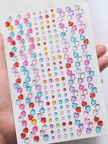 1 buah Stiker Rhinestone Glitter Pelangi 3D Gaya Y2K Bentuk Hati Akrilik Perekat Sendiri, Untuk Dekorasi Riasan dan Pakaian, Rhinestone Wajah Aneka Warna, Cocok untuk Festival Musik, Halloween dan Natal - MultiWarna - View 9