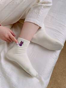5 Pairs Unisex Halloween Terry Socks With Embroidered Halloween Patterns, Soft And Comfortable, Suitable For Halloween Party Wear - Multicolor - View 4