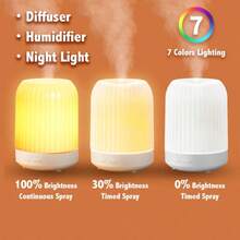 Aromatherapy Lamp, Aromatherapy Diffuser, Bedroom Essential Oil Diffuser, Home Quiet Humidifier, 250ml Aromatherapy Diffuser With 7 LED Color Options (Warm Light Optional), Built-In Auto Timer 1H/3H/6H, With Waterless Auto Shut-Off Function, Suitable For Bedroom, Nursery, Hotel And Plant Use - White - View 8