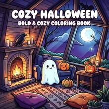 1pc Cute Halloween Themed Coloring Book, Home Decor Adorable Ghost Coloring, Relax Your Mind And Body, Relieve Stress, Perfect For Young People Who Love Cute Horror, Halloween, Cozy Thriller Art And Creative Activities. Great Gift For Halloween, Birthday Party. - Cute Halloween Coloring Book - View 8